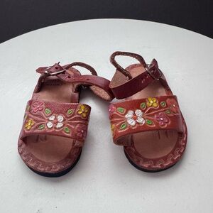 Baby Leather Sandals: Mexican Floral Print, Size MX11 US 3/4